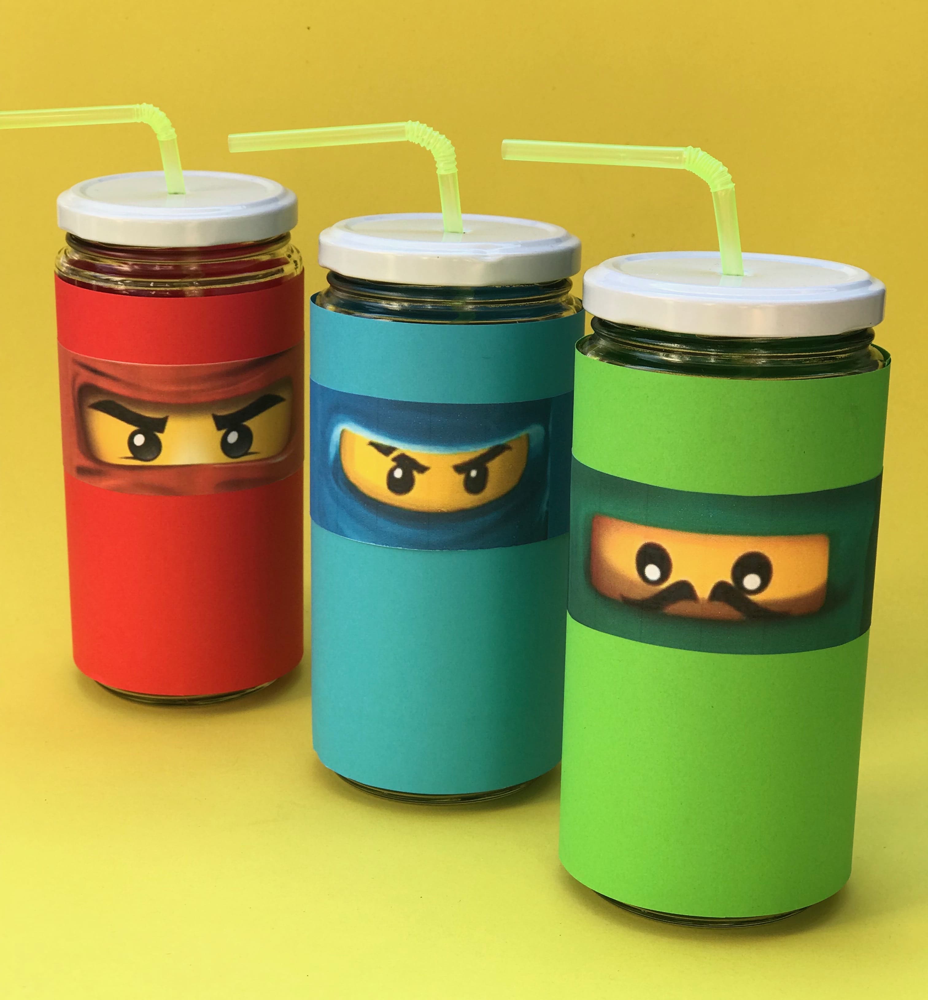 ninjago-kindergeburtstag-upcycling-trinkglaeser-selbermachen-nachhaltige-bastelidee