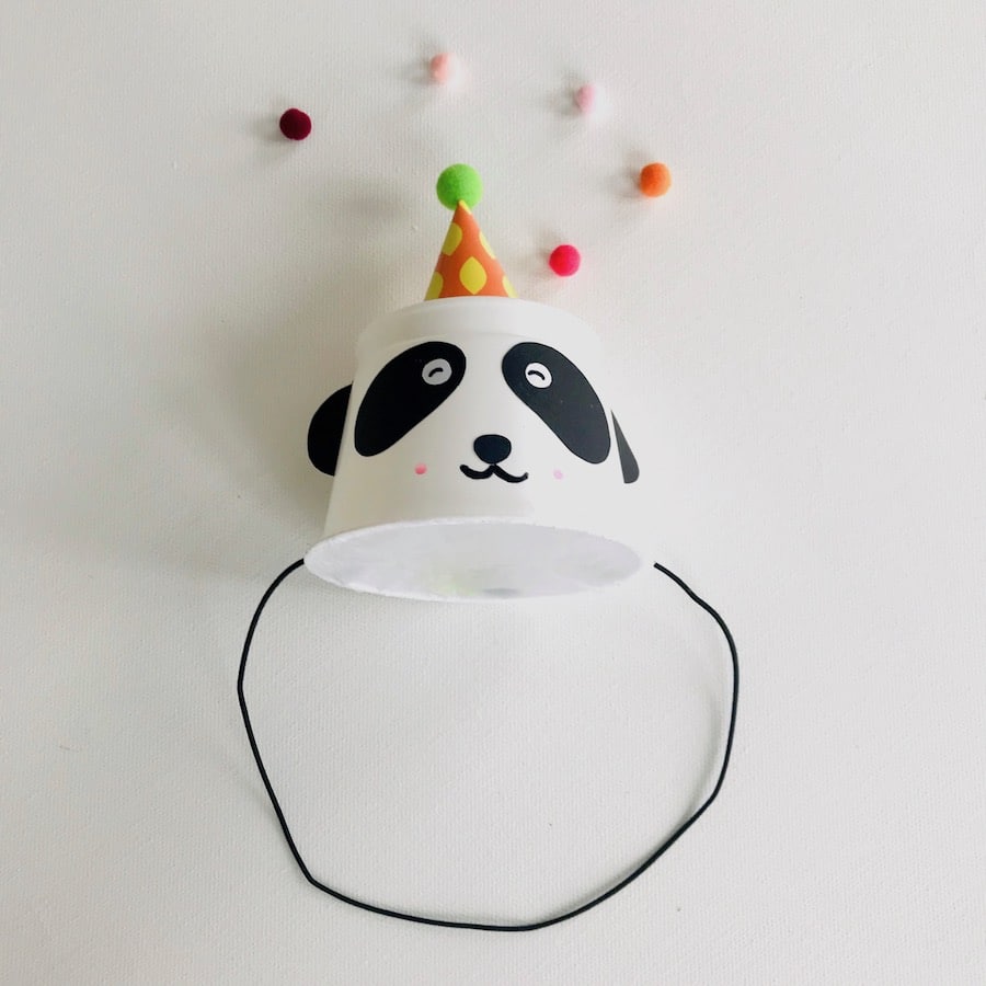 Pandabaer Partyhut basteln, Kinderparty, Upcycling