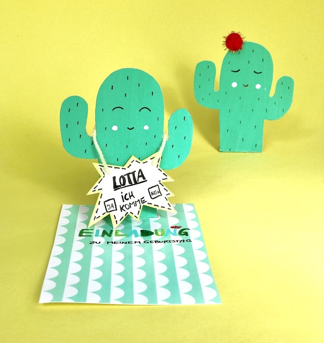 Kaktus Party, Einladungskarte basteln, Kindergeburstag