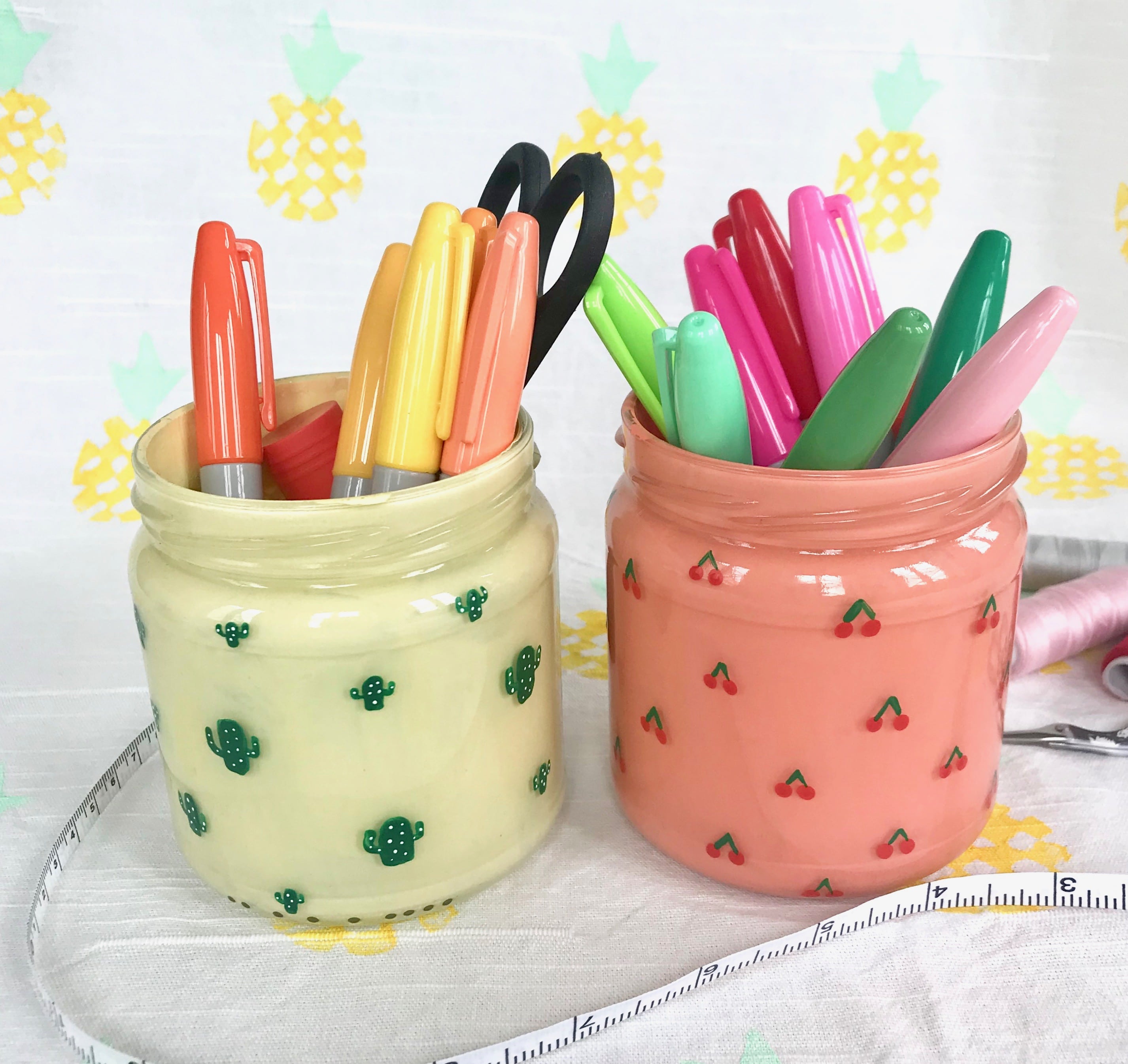Stiftehalter selber machen, Kaktus, Kirschen, Ananas, Melone, Upcycling