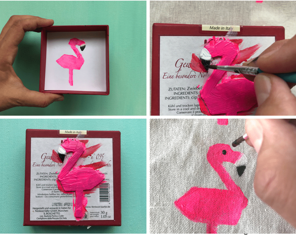 DIY Stofftasche selber machen, Flamingo-Stempel
