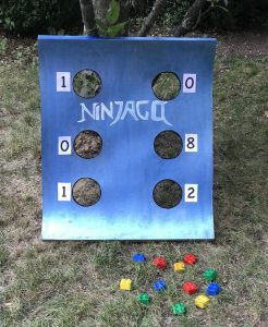 Ninjago Geburtstag Spiele, DIY Wurfspiel Zahlencode selber machen, Upcycling für Kinder