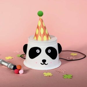 Pandabaer Partyhut, Bastelidee, Kindergeburtstag, Upcycling