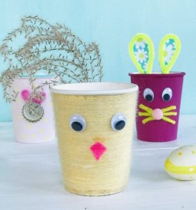 Osternest, Pappbecher, Upcycling fuer Ostern