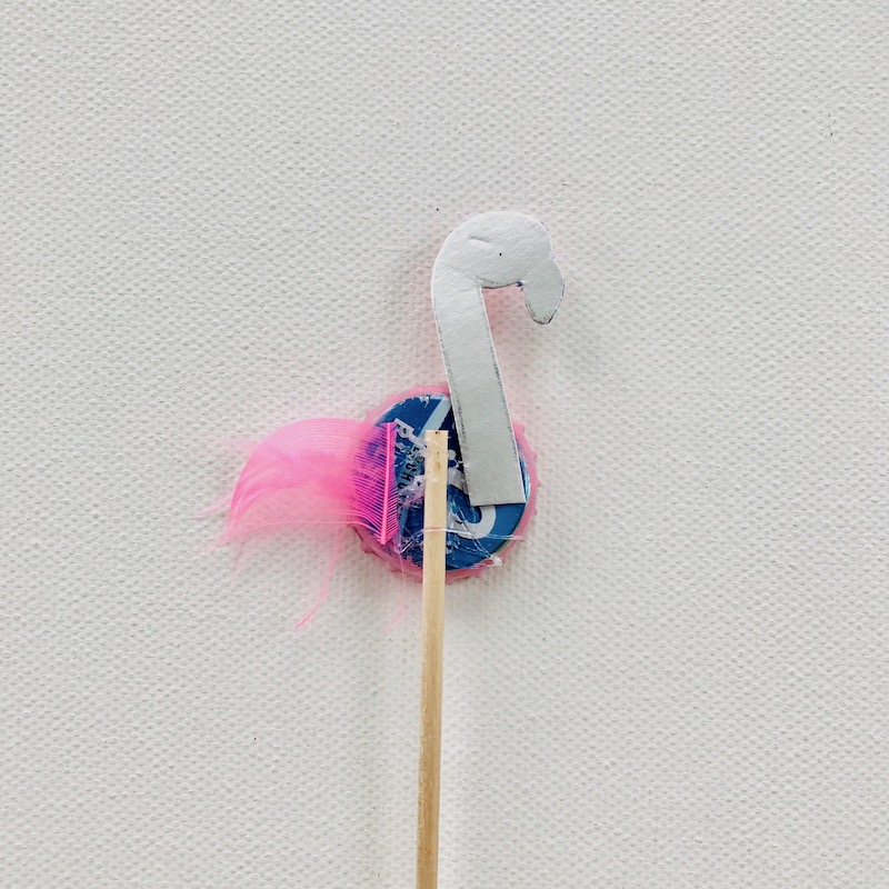 flamingo sticks aus kronkorken basteln