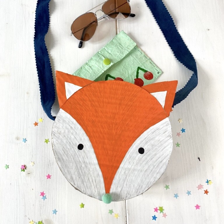Tasche aus Karton mit Kindern basteln 6 upcycling diy umhaengetasche fuchs selber machen