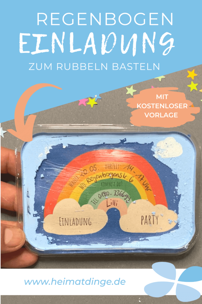 Regenbogen Einladung zum Rubbeln basteln / Freebie 13 regenbogen-einladung-basteln-aus-deckel-basteln