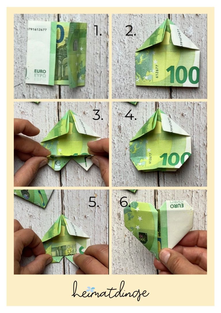 Herz aus Geld falten - kreatives DIY Geldgeschenk – Heimatdinge