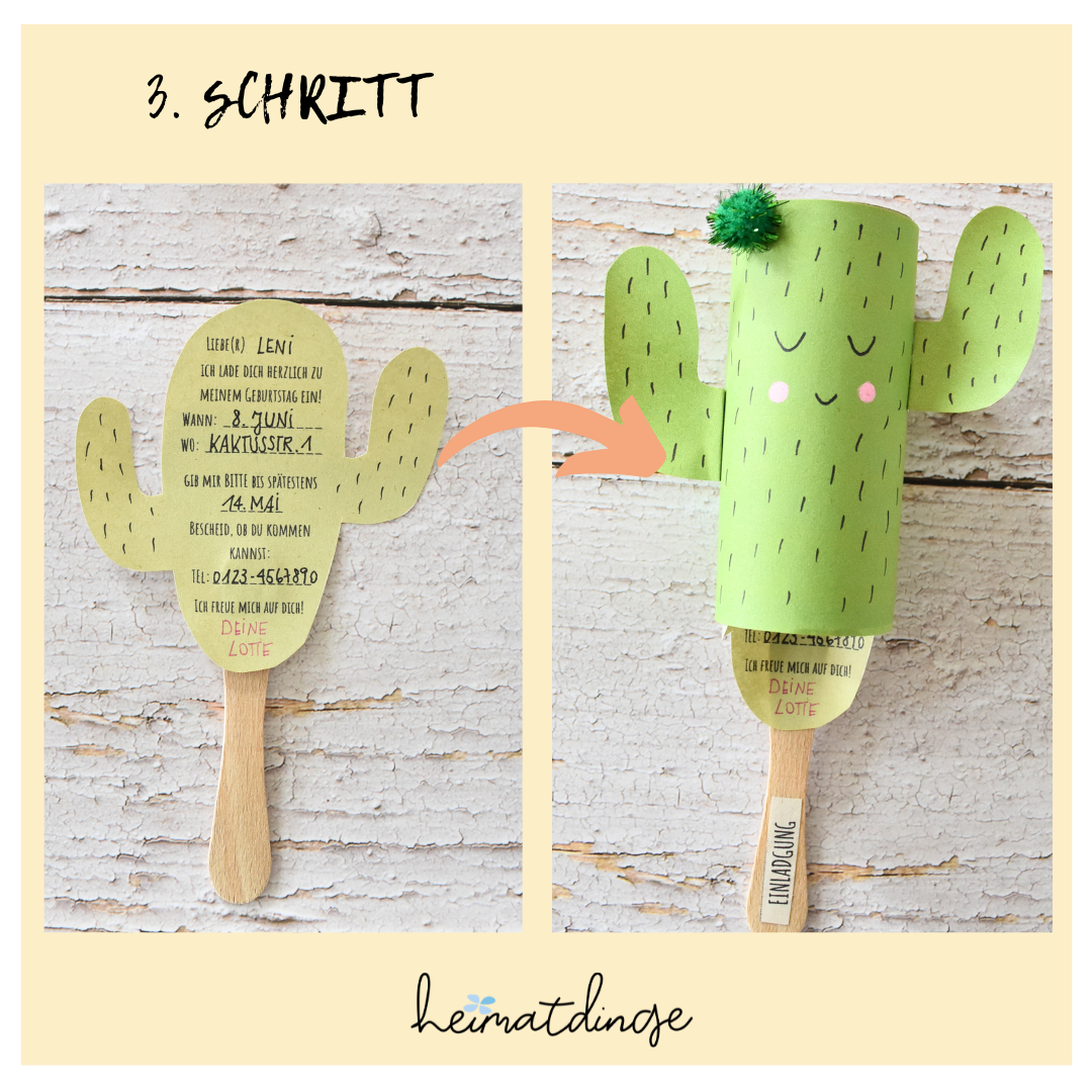 Einladungskarten Sommer basteln - Fröhliche DIY Kaktus Einladung ...