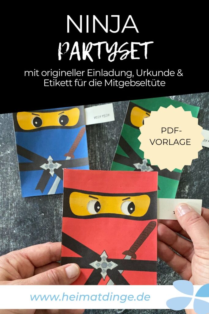 Ninja Einladung basteln - so einfach geht's 8 ninja-einladung-basteln-diy-set-pin