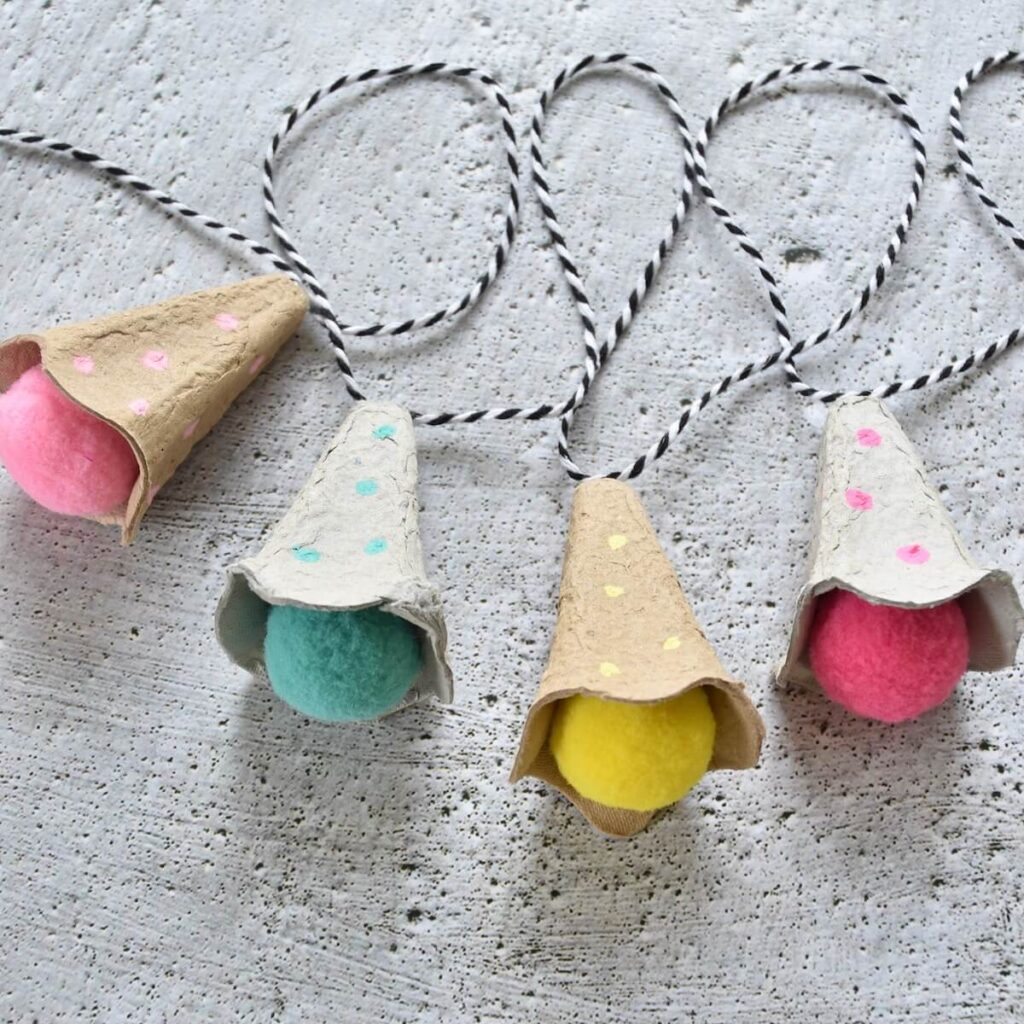 Basteln mit Eierkarton im Sommer – 3 kreative DIY-Ideen 6 sommergirlande mit eierkartons basteln