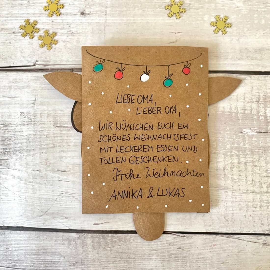 Weihnachtskarte „Best Grandma“ Mit Rentier – Premium-Leinenkarton, Inkl. Umschlag