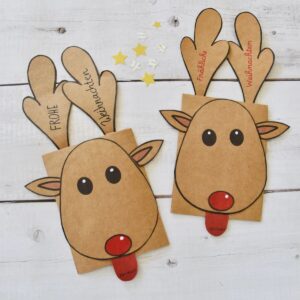 DIY Weihnachtskarte basteln mit Kindern – Rentier Rudolph