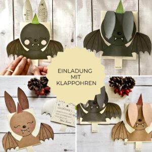 fledermaus einladung basteln vorlage