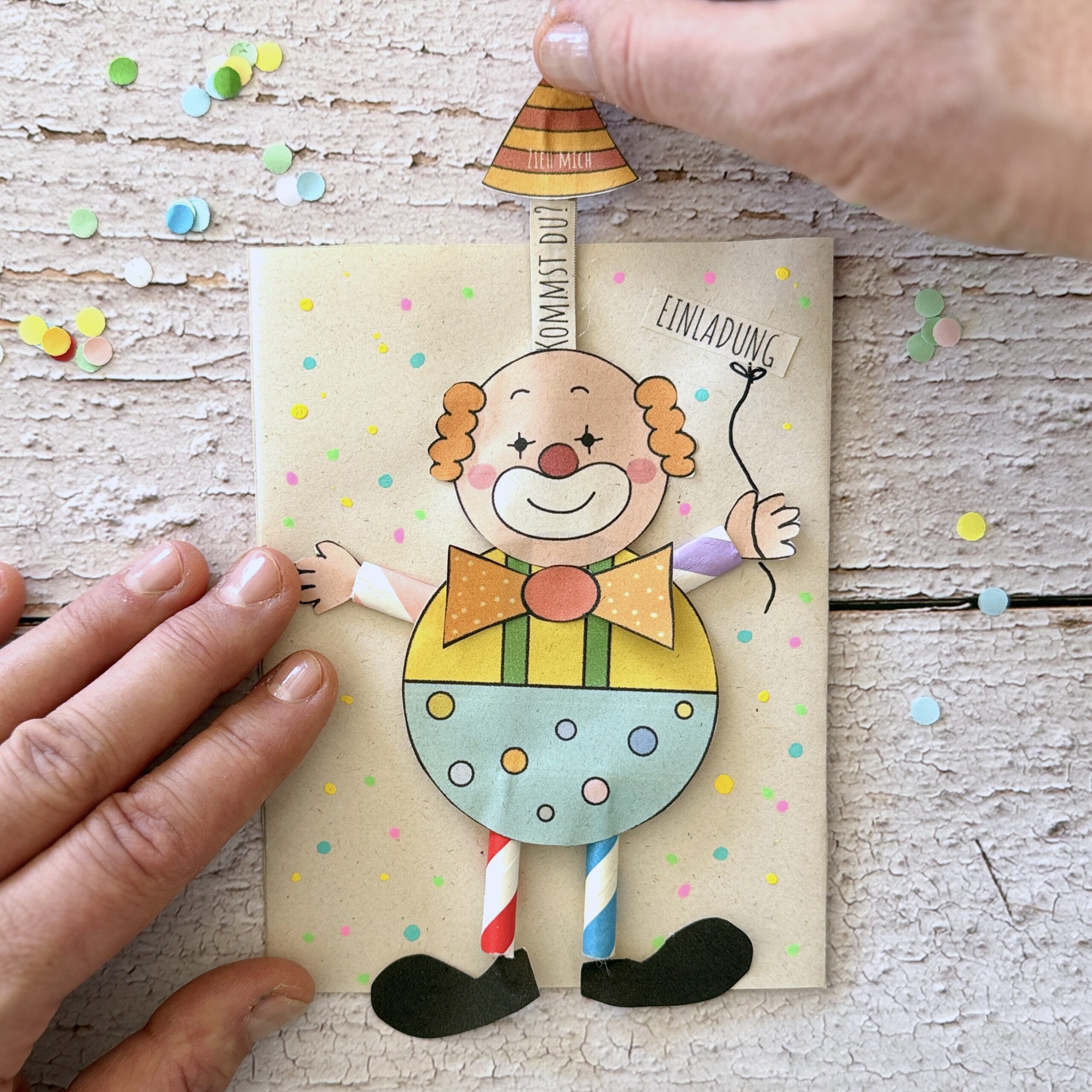 PDF-Vorlage für eine Clown Einladung für den Kindergeburtstag