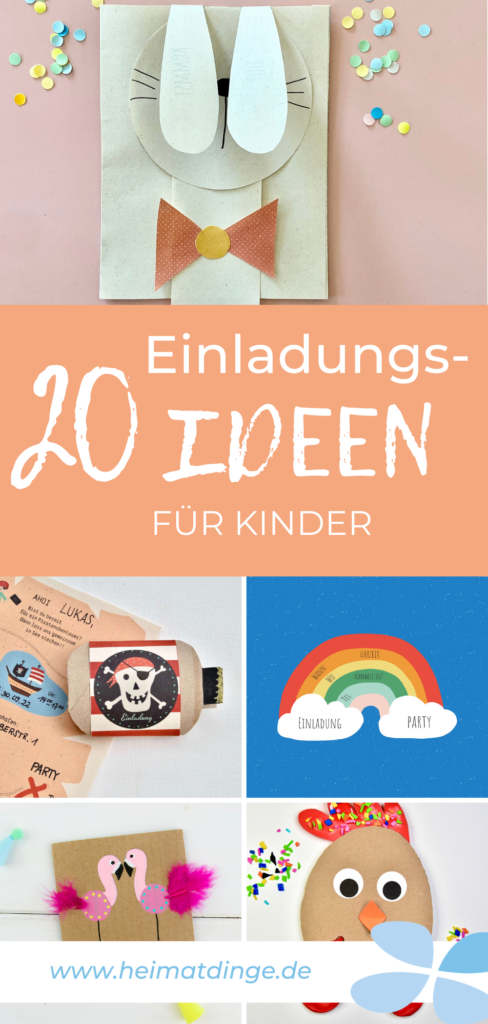 Pinterest Pin 20 Ideen für Einladungen für den Kindergeburtstag zum Selbermachen