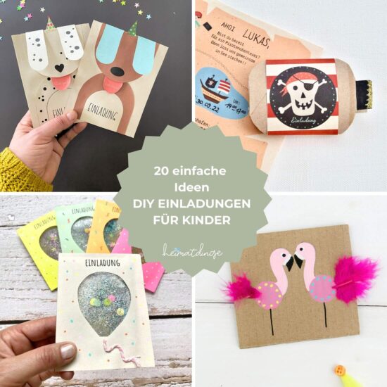 20 Ideen für Einladungen für den Kindergeburtstag mit Vorlage oder zum Nachbasteln