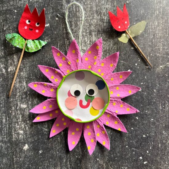 Upcycling Blume für den Frühling aus Schraubdeckel basteln