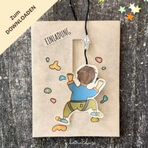 Einladungskarten für einen Kletter Geburtstag zum Ausdrucken und Basteln