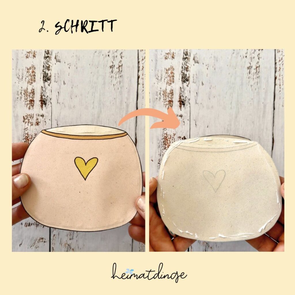 Karte zum Mutttertag oder Geburtstag mit Blumen in Vase mit Vorlage basteln Schritt 2