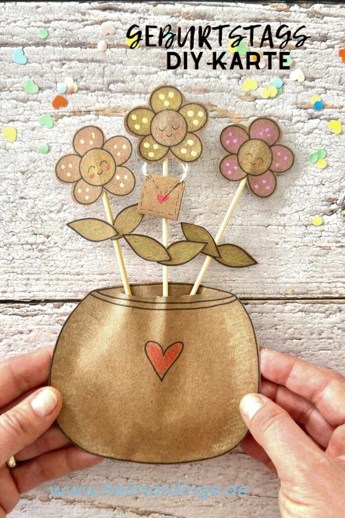 Muttertagskarte mit Kindern basteln Pin