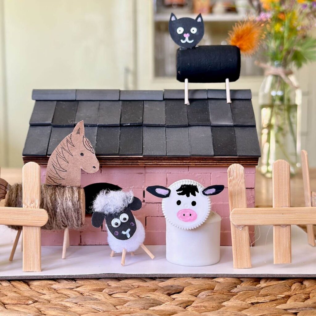 montessori steinhaus mit kindern als bauernhof basteln