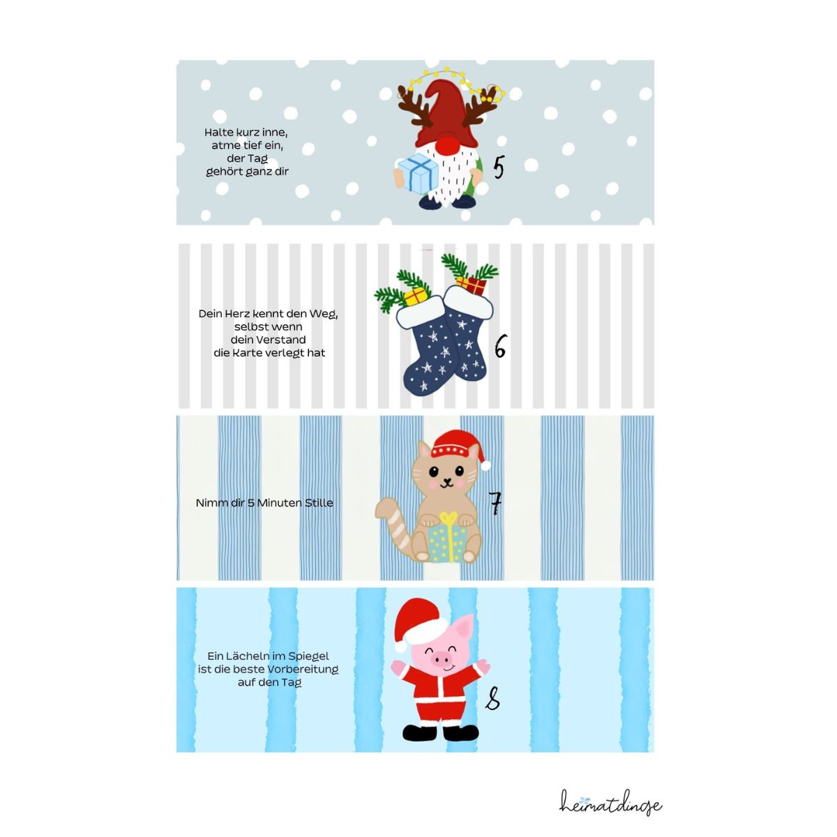 Adventskalender für Teebeutel | DIY Bastelvorlage zum Ausdrucken 10 Bastel-Vorlage für einen Adventskalender - Motive 2
