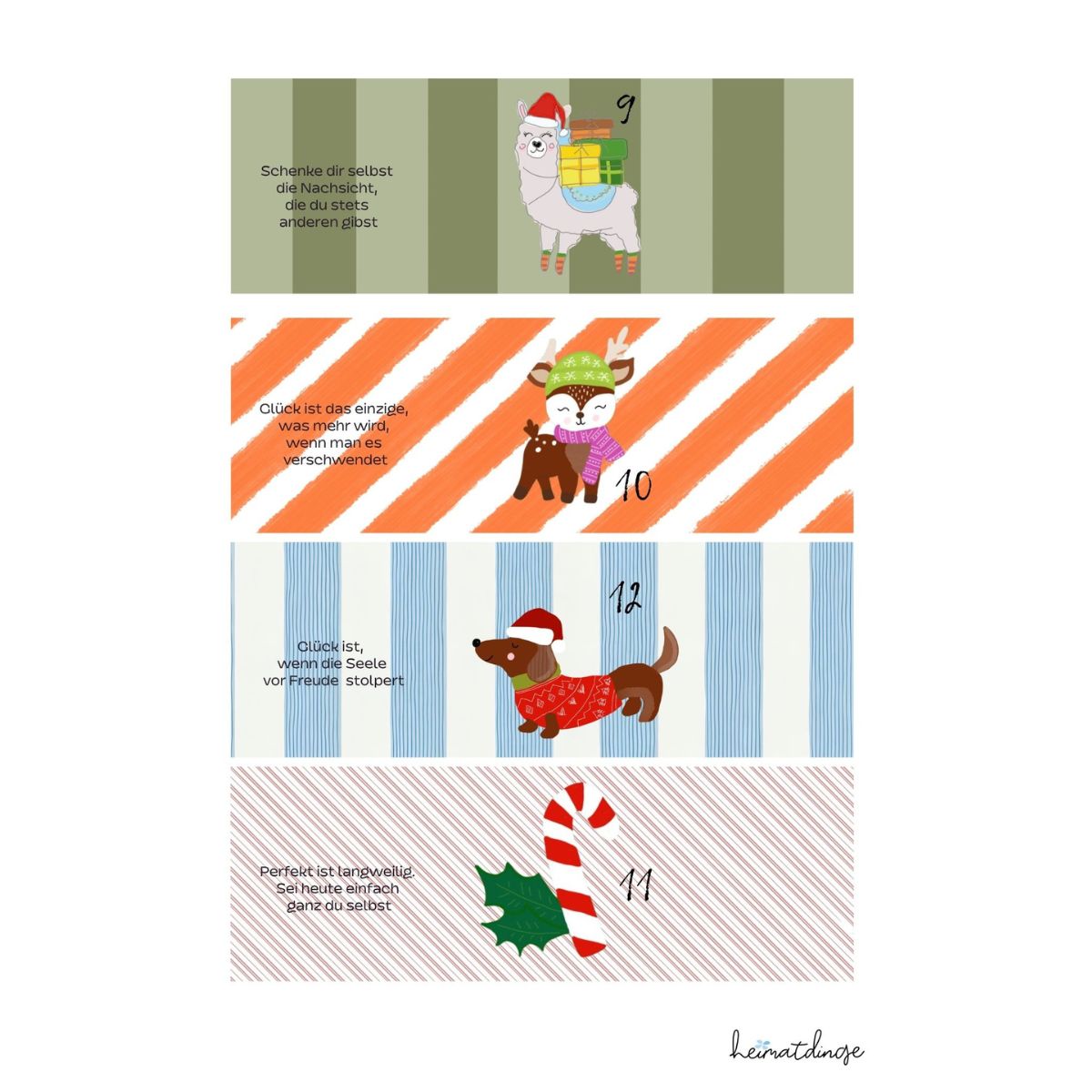 Adventskalender für Teebeutel | DIY Bastelvorlage zum Ausdrucken 9 Bastel-Vorlage für einen Adventskalender - Motive 3