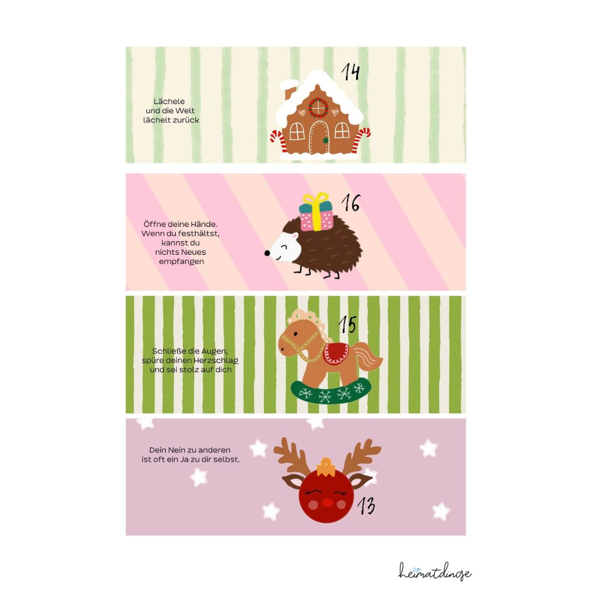 Adventskalender für Teebeutel | DIY Bastelvorlage zum Ausdrucken 11 Bastel-Vorlage für einen Adventskalender - Motive 4
