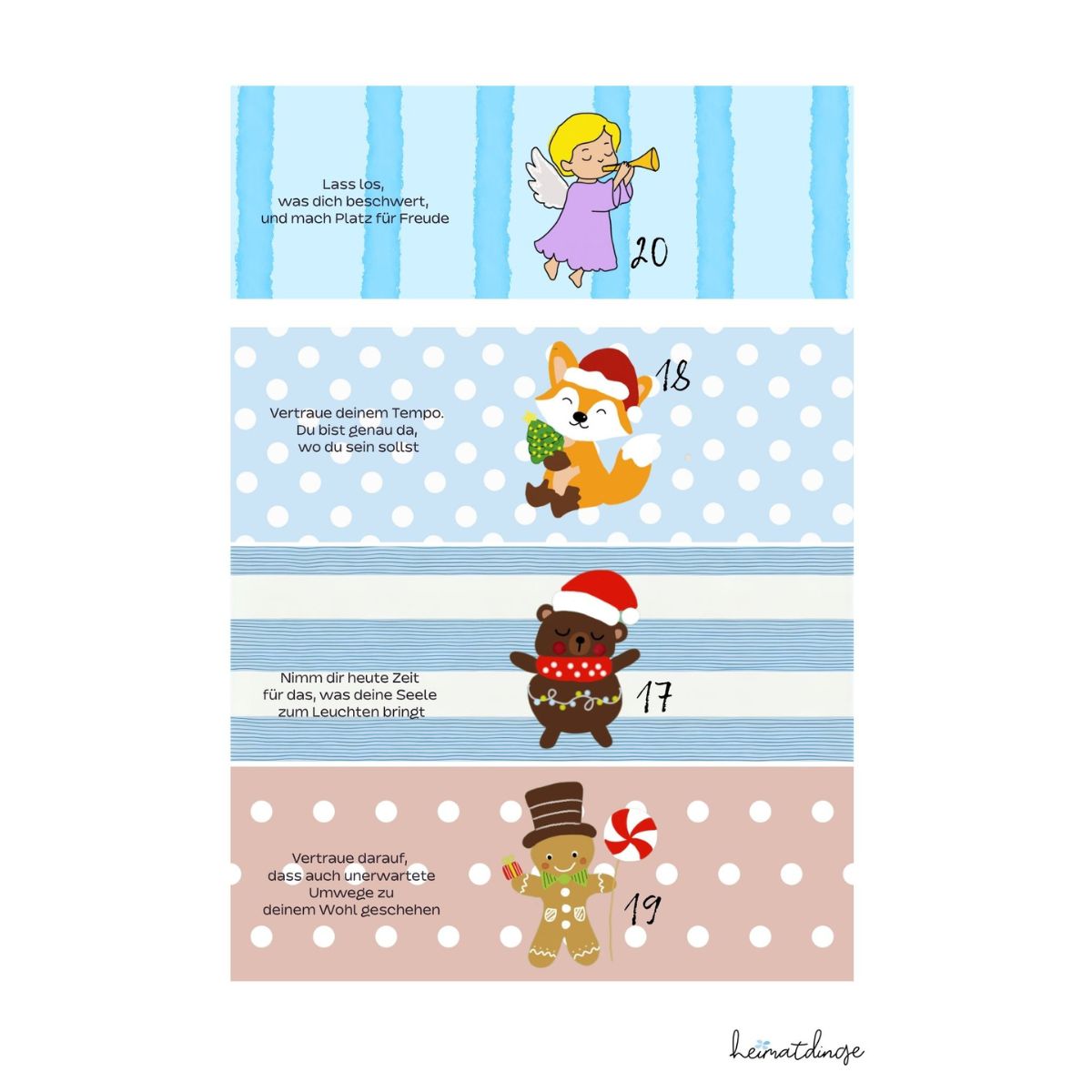 Adventskalender für Teebeutel | DIY Bastelvorlage zum Ausdrucken 8 Bastel-Vorlage für einen Adventskalender - Motive 5