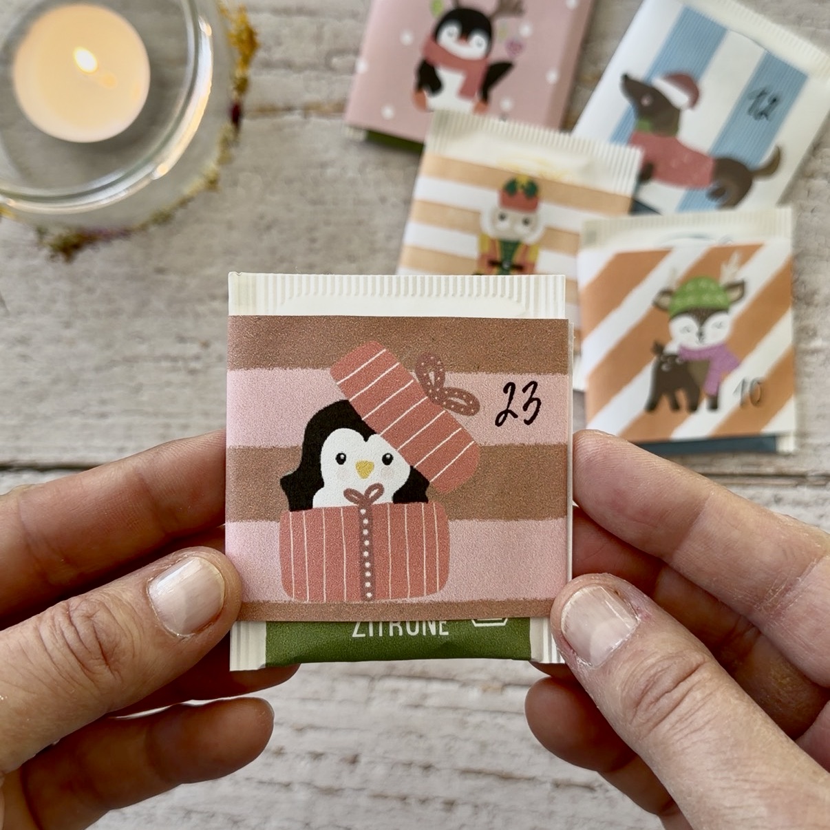 Adventskalender für Teebeutel | DIY Bastelvorlage zum Ausdrucken 4 Teebeutel Adventskalender basteln